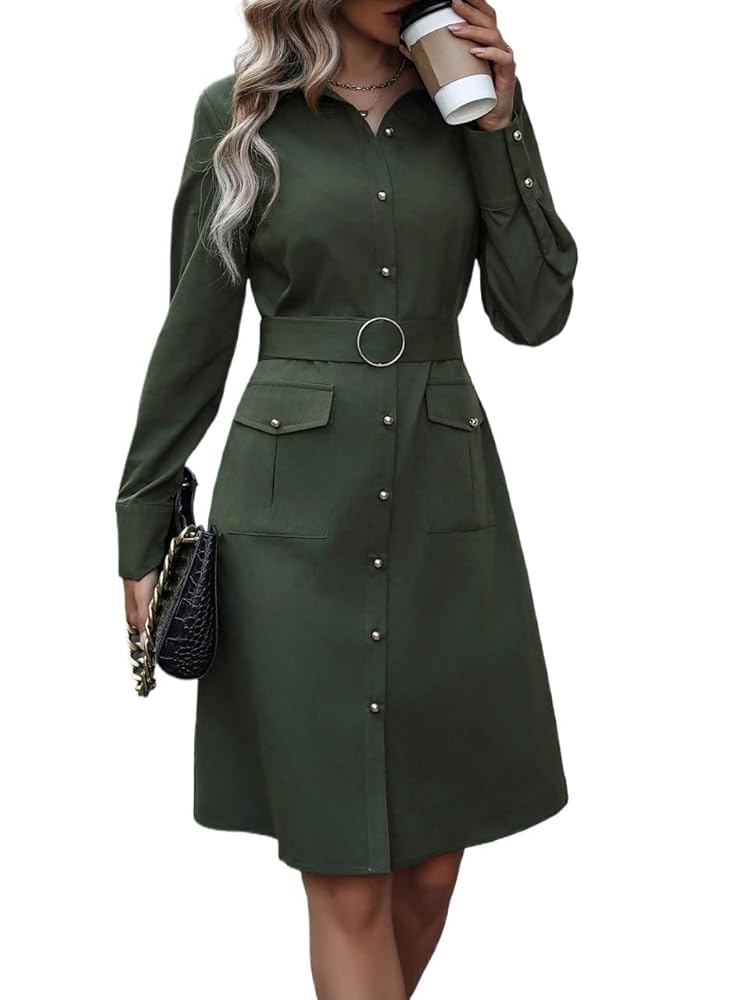 【新品未使用】Cache-Coeur Belted Shirt Dress Abercrombie & Fitch Long-Sleeve Belted Shirt Dress